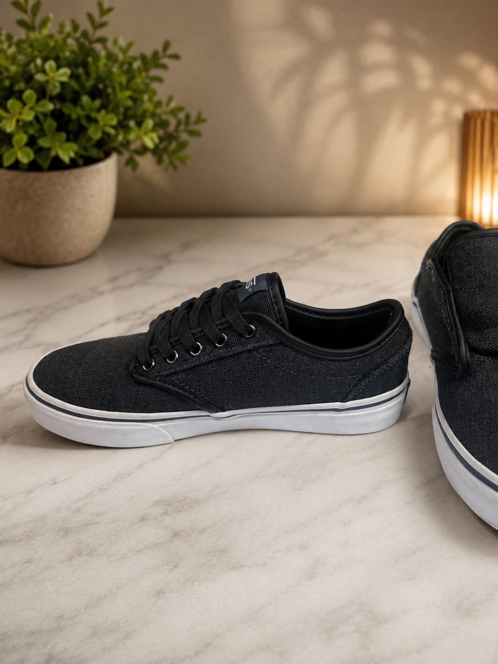 Vans Black Canvas Low-Top Sneakers - Picture 2 of 3